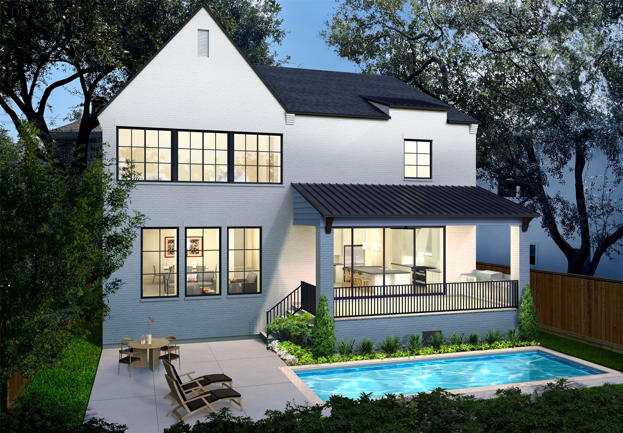 2514 Southgate Boulevard Houston, TX 77030 - Photo 38 of 38 Exterior Back Rendering - Pool/Back yard finish out NOT included. This is an artist rendering only of what a Buyer could choose to add in the future.