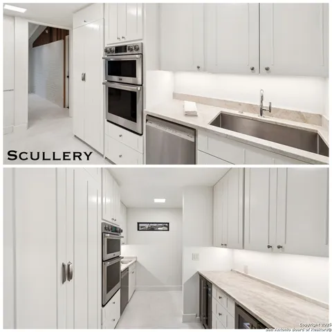 a kitchen with stainless steel appliances kitchen island granite countertop a refrigerator and a stove top oven