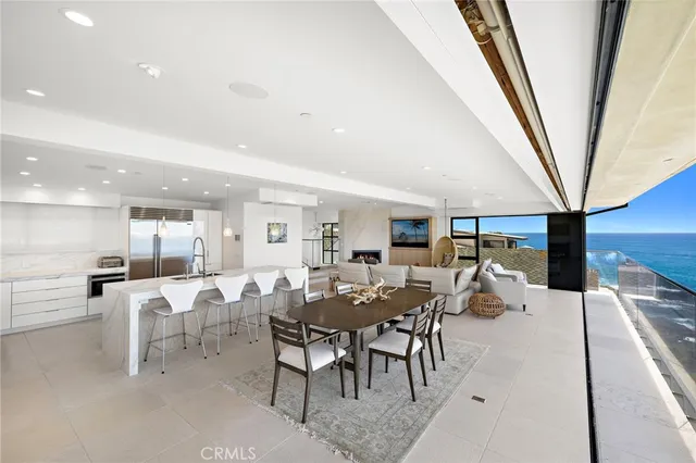 a view of a dining area with furniture