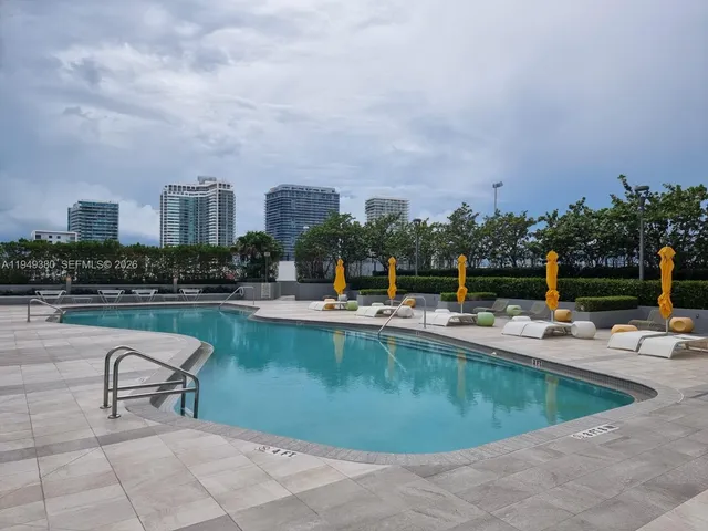 a view of a swimming pool and outdoor space