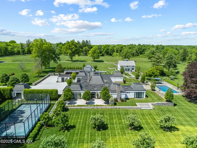 a aerial view of a house with a garden