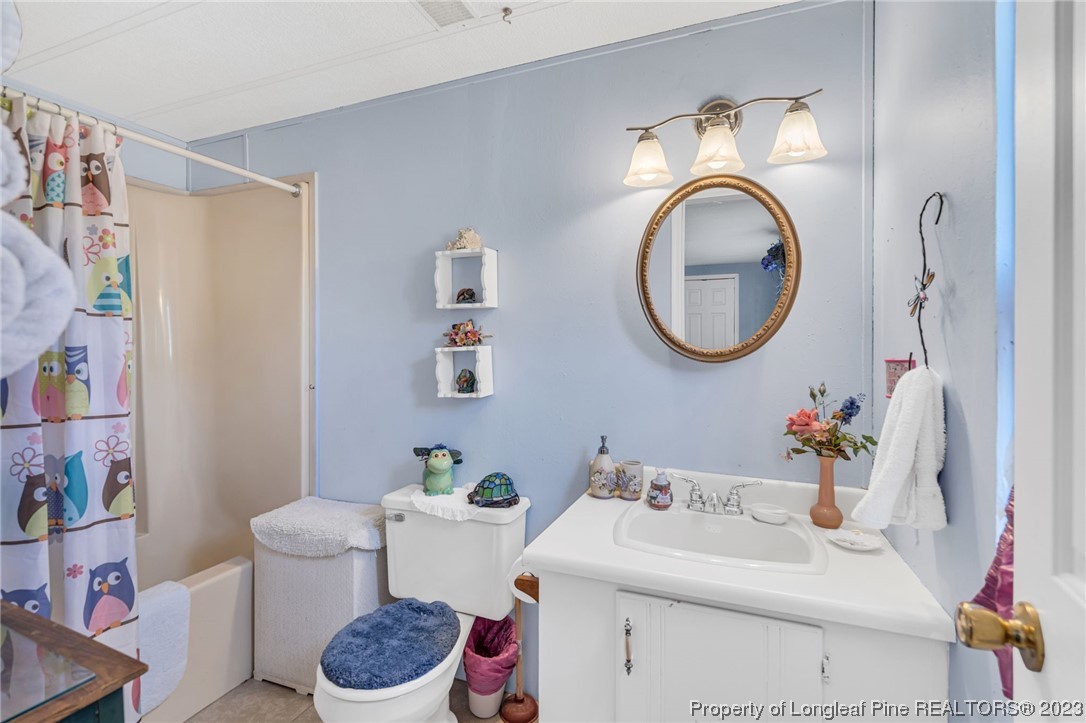 560 Moody Road Cameron, NC 28326 - Photo 18 of 29 a bathroom with a toilet sink vanity tub and mirror