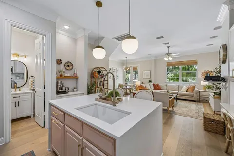 a view of living room with granite countertop furniture and fireplace