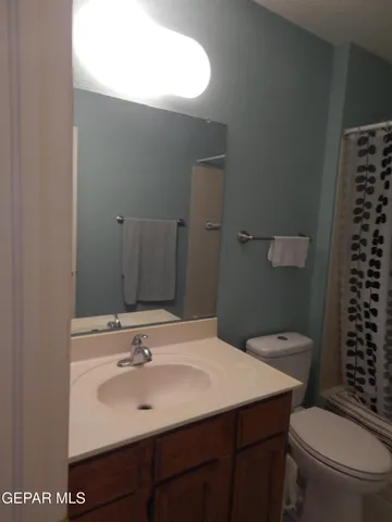 a bathroom with a sink toilet and mirror