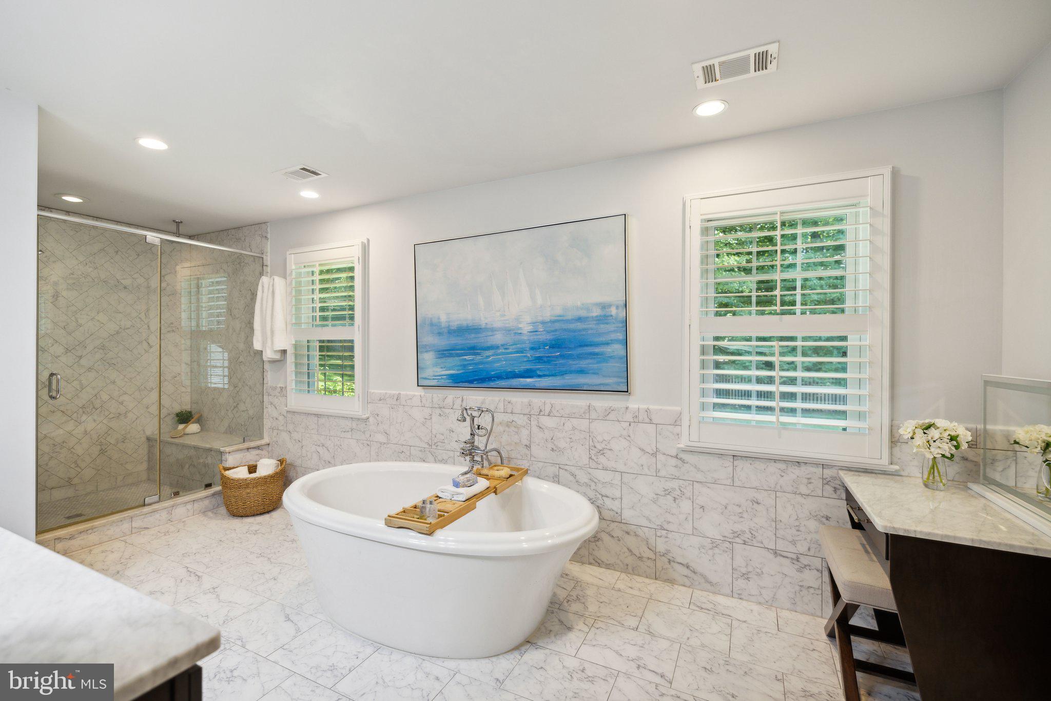 7701 Hackamore Drive Potomac, MD 20854 - Photo 16 of 28 Primary Bathroom with Soaking tub & Make-up Vanity