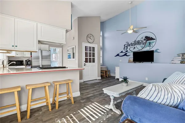 a view of a chair and table in a room