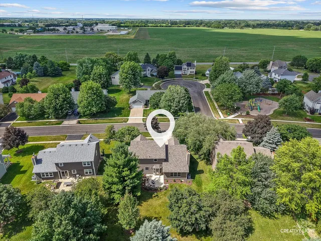 an aerial view of a house