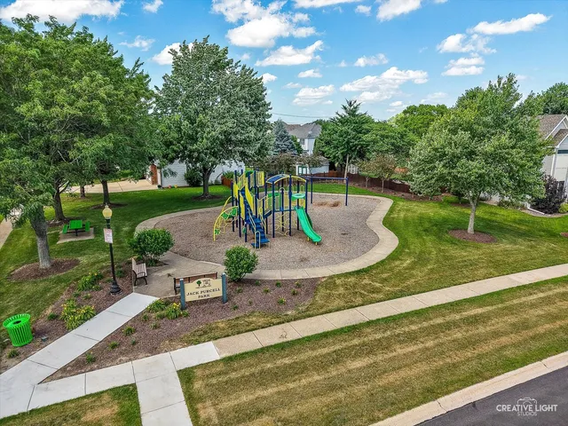 a view of a yard with plants and trees
