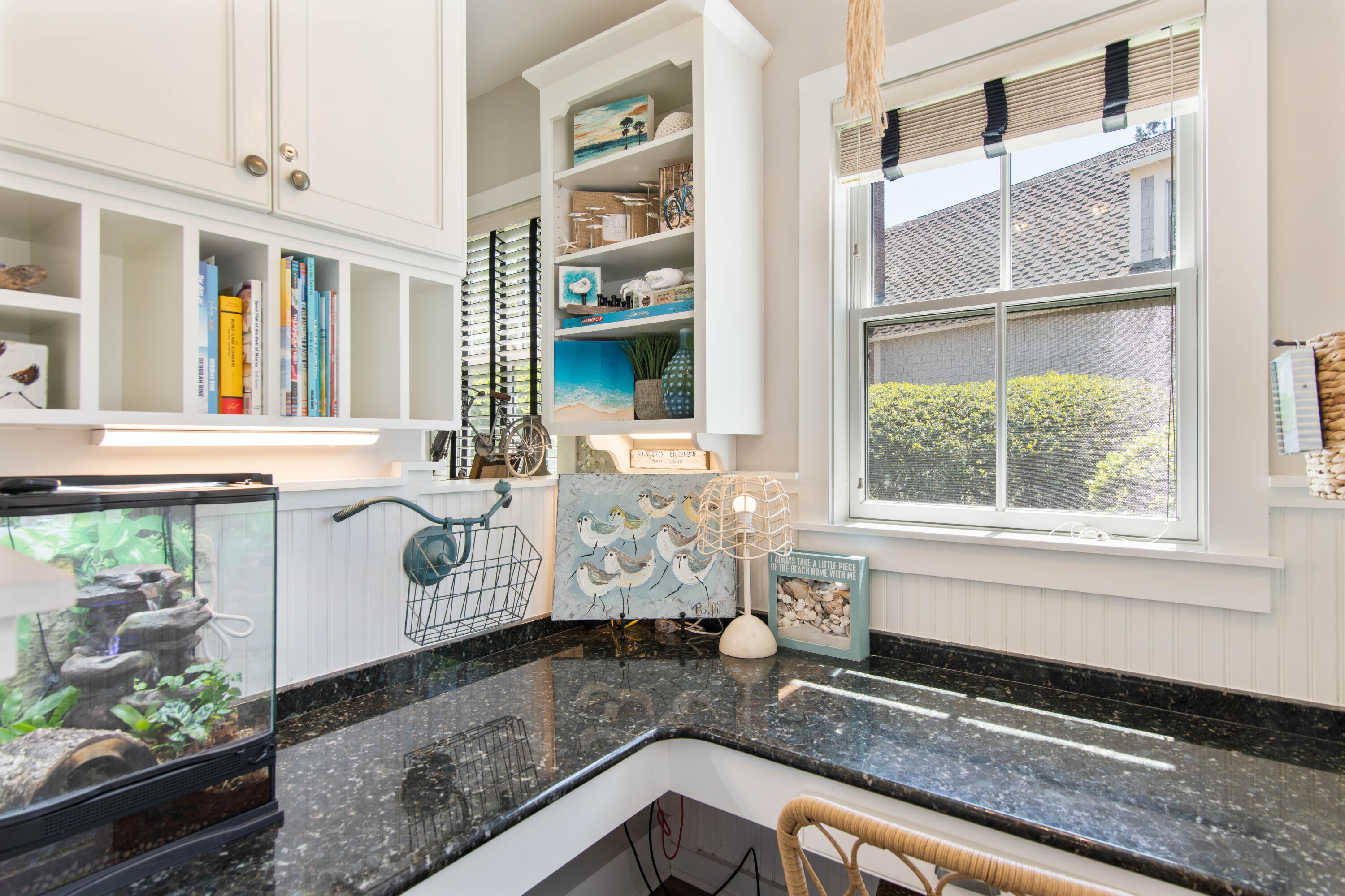 260 Salt Inlet Beach Inlet Beach, FL 32461 - Photo 18 of 39 a bathroom with a granite countertop sink and a large mirror