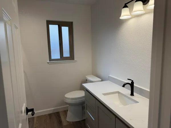 a view of a room with a window