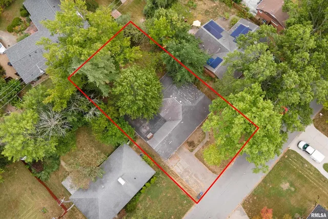 an aerial view of a house