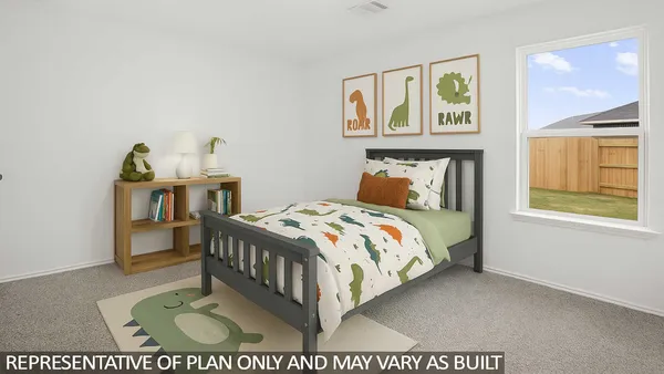 a bedroom with a bed and painting on the wall