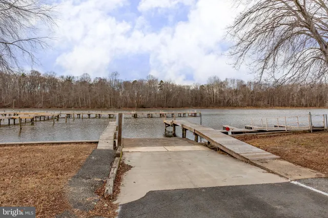 a view of a lake with trees in the background
