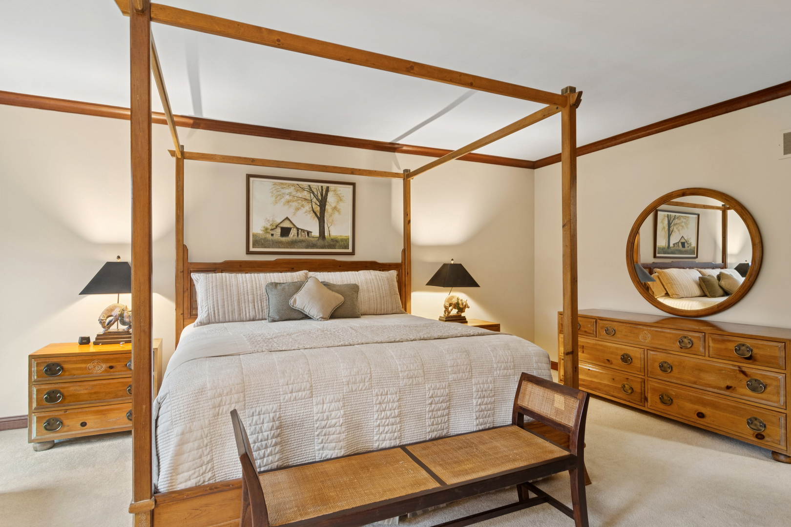 1987 Selkirk Court Inverness, IL 60010 - Photo 19 of 63 a bedroom with a bed a mirror on the dresser and a table