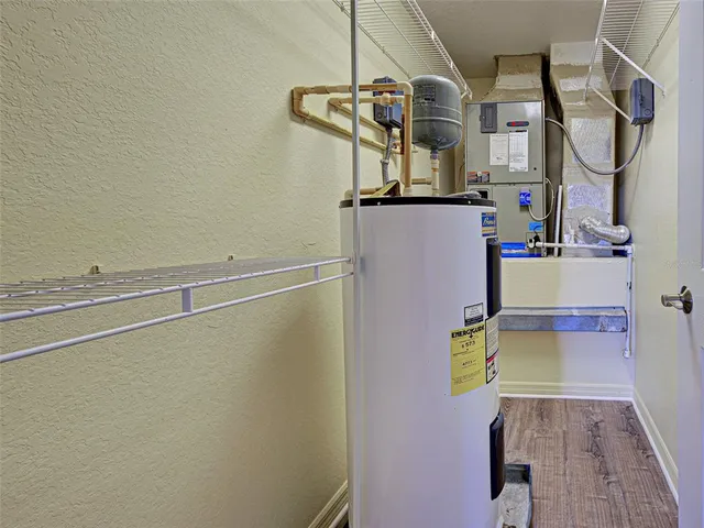 a room with washing machine