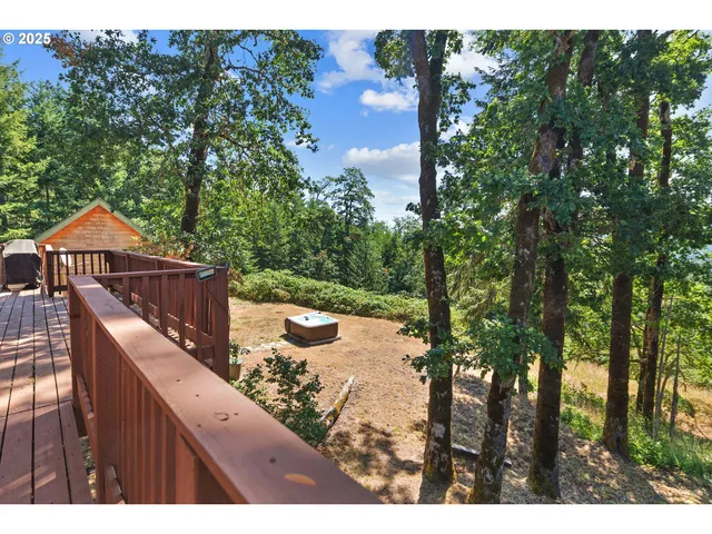a view of house with backyard and trees