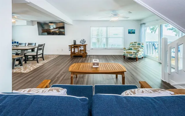 a view of a room with racks on the wall