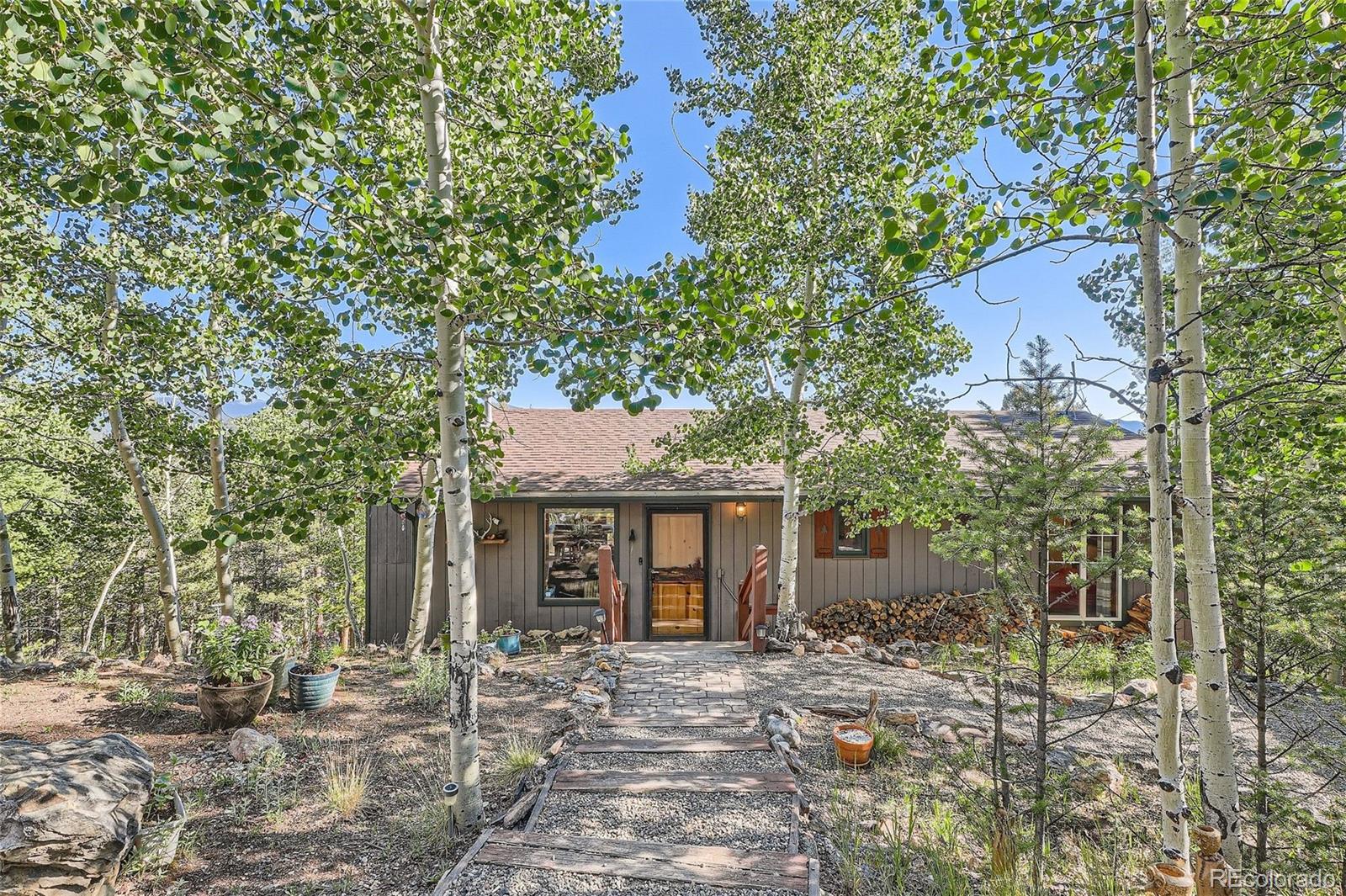 51 High View Lane Bailey, CO 80421 - Photo 3 of 38 a front view of a house with a garden
