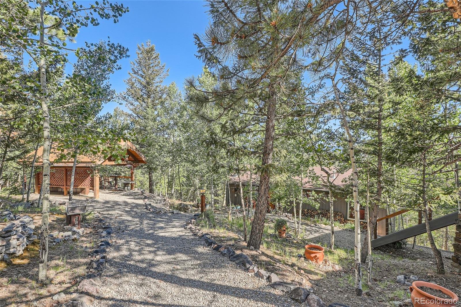 51 High View Lane Bailey, CO 80421 - Photo 5 of 38 a house with trees in front of it