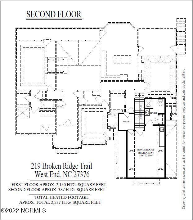 219 Broken Ridge Trail West End, NC 27376 - Photo 52 of 53 Floorplan - Upstairs Bonus & Bath