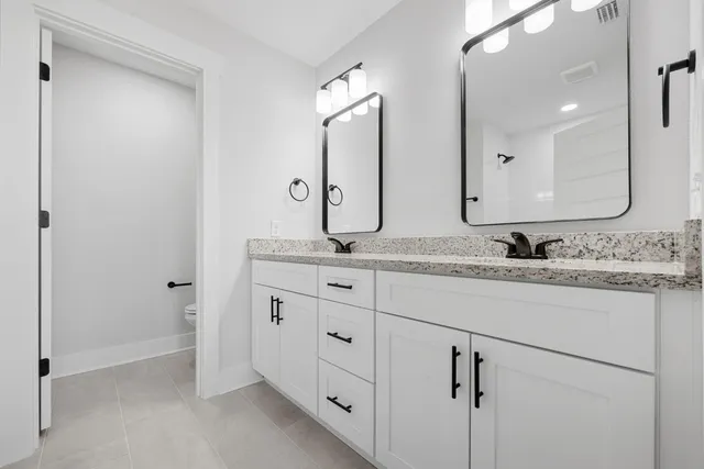 a bathroom with a bathtub