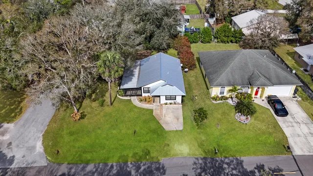 an aerial view of a house