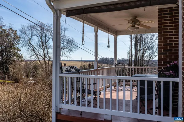 a view of a balcony with an outdoor space