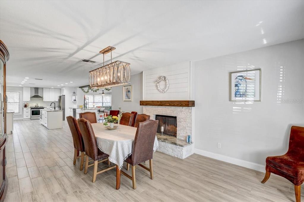 4710 Stearns Road Valrico, FL 33596 - Photo 11 of 63 a dining room with furniture a fireplace and wooden floor