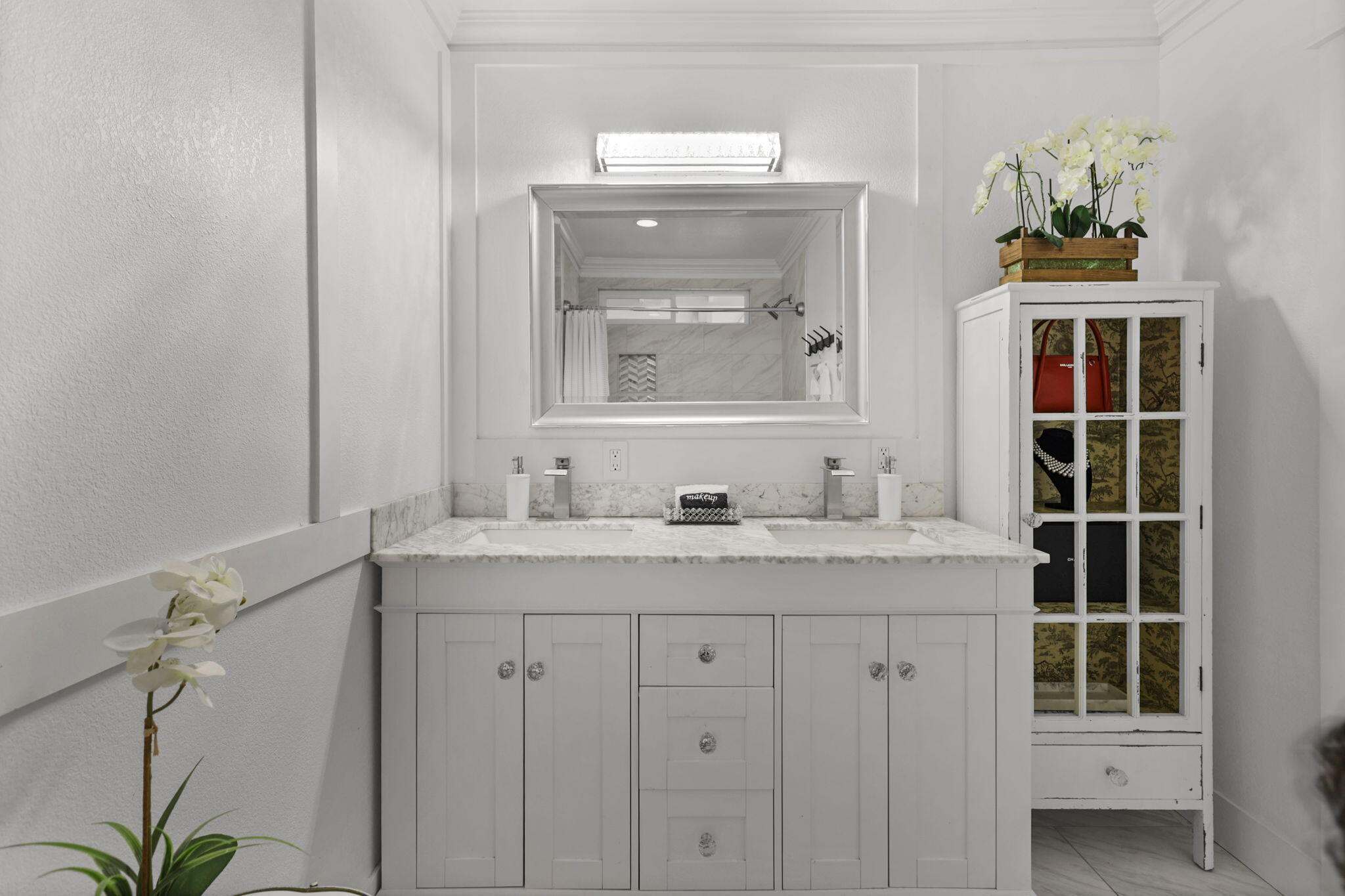 61 Tidmore Lane Redding, CA 96003 - Photo 23 of 38 a bathroom with a granite countertop sink and a mirror