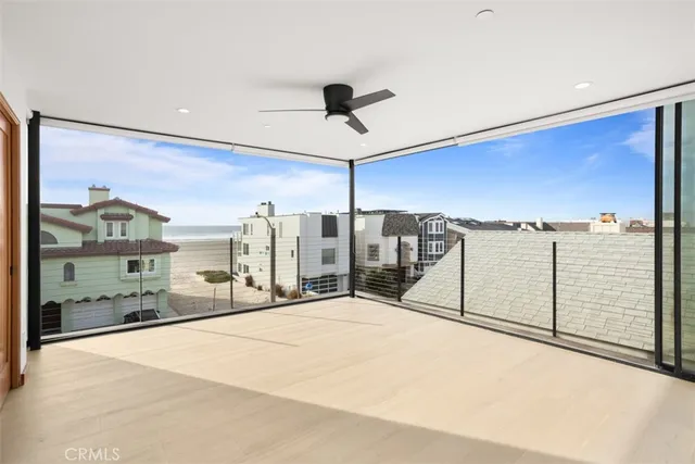 a view of a terrace with seating space