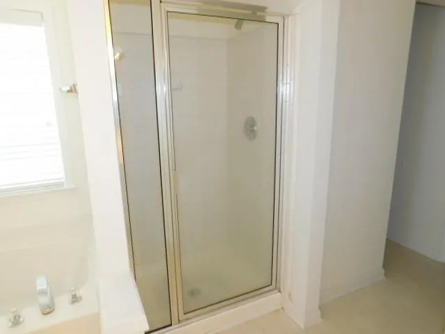 a bathroom with a bathtub