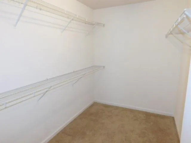 a view of a room with racks on the wall