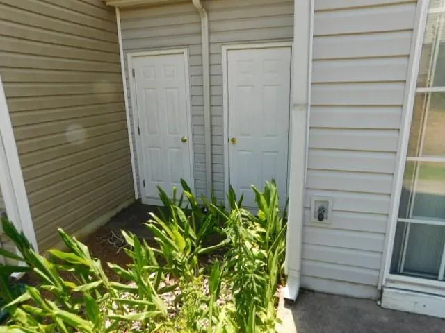 a view of a door and a window