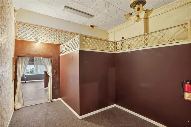 a view of a hallway with closet