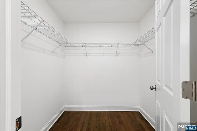 a view of an empty walk in closet