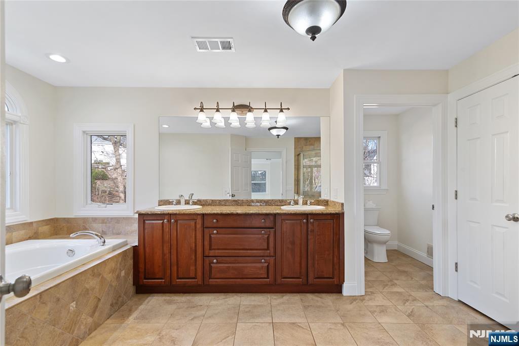 20 Grove Street Boonton, NJ 07005 - Photo 30 of 39 a spacious bathroom with a granite countertop sink and a bathtub