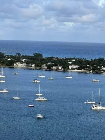 a view of a city with sitting space