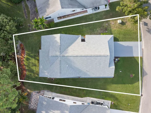 an aerial view of a house