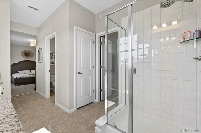 a view of a bathroom with a shower