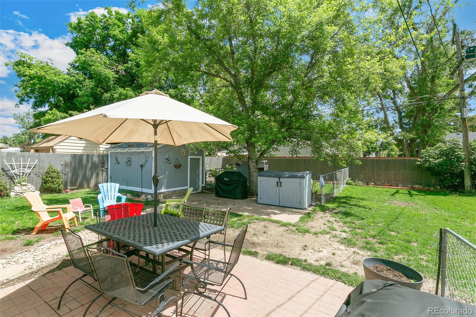 3880 Reed Street Wheat Ridge, CO 80033 - Photo 31 of 40 a view of backyard with seating space and trees