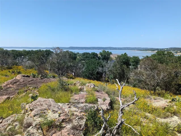 a view of a swimming pool with an ocean view