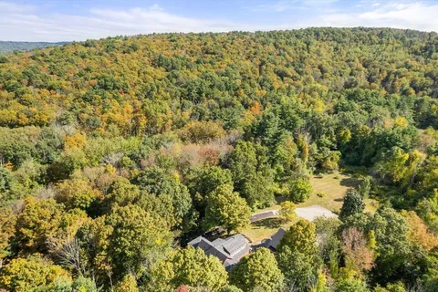 a view of a yard with an trees