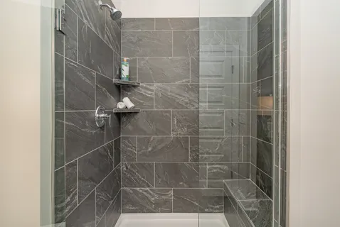 a bathroom with a shower