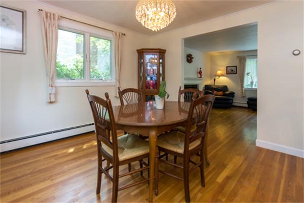930 Central Avenue Needham, MA 02492 - Photo 5 of 21 a view of a dining room with furniture wooden floor and a chandelier