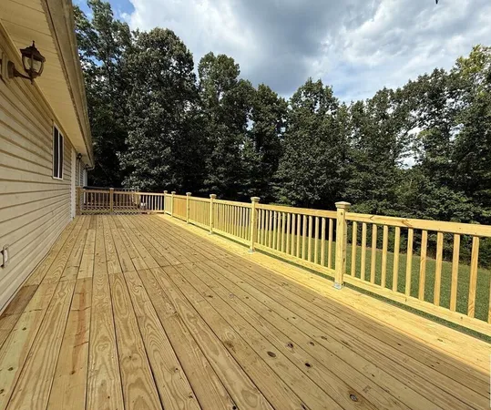 a view of wooden balcony with a floor