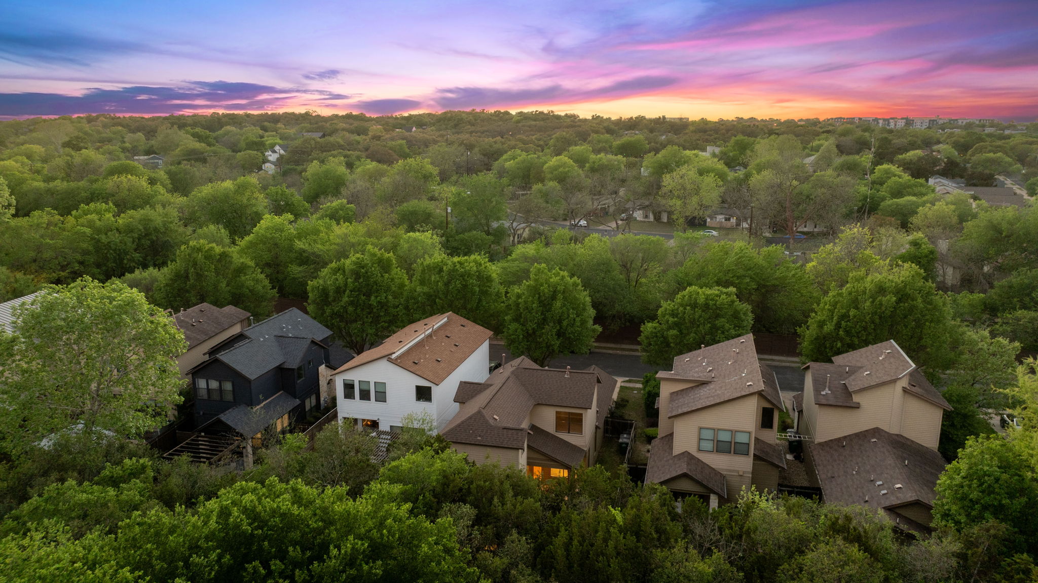 2911 Corbin Lane Austin, TX 78704 - Photo 36 of 37 an aerial view of residential houses with outdoor space and trees