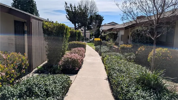 a view of a pathway with house on both side