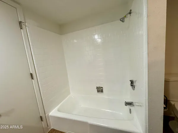 a bathroom with a bathtub