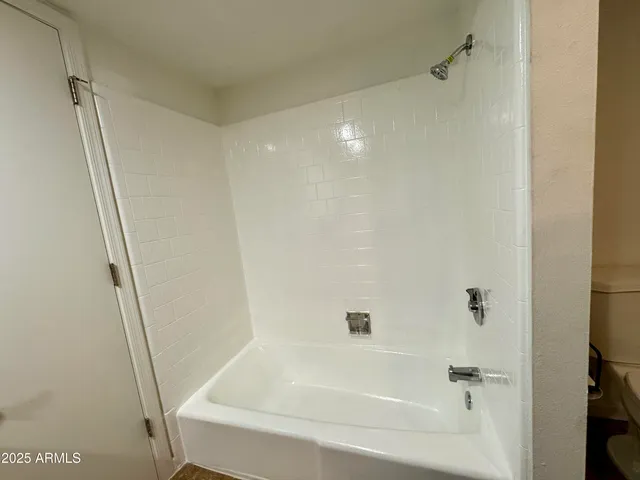 a bathroom with a bathtub