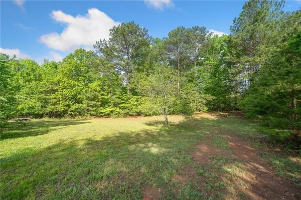 a view of a yard with an trees